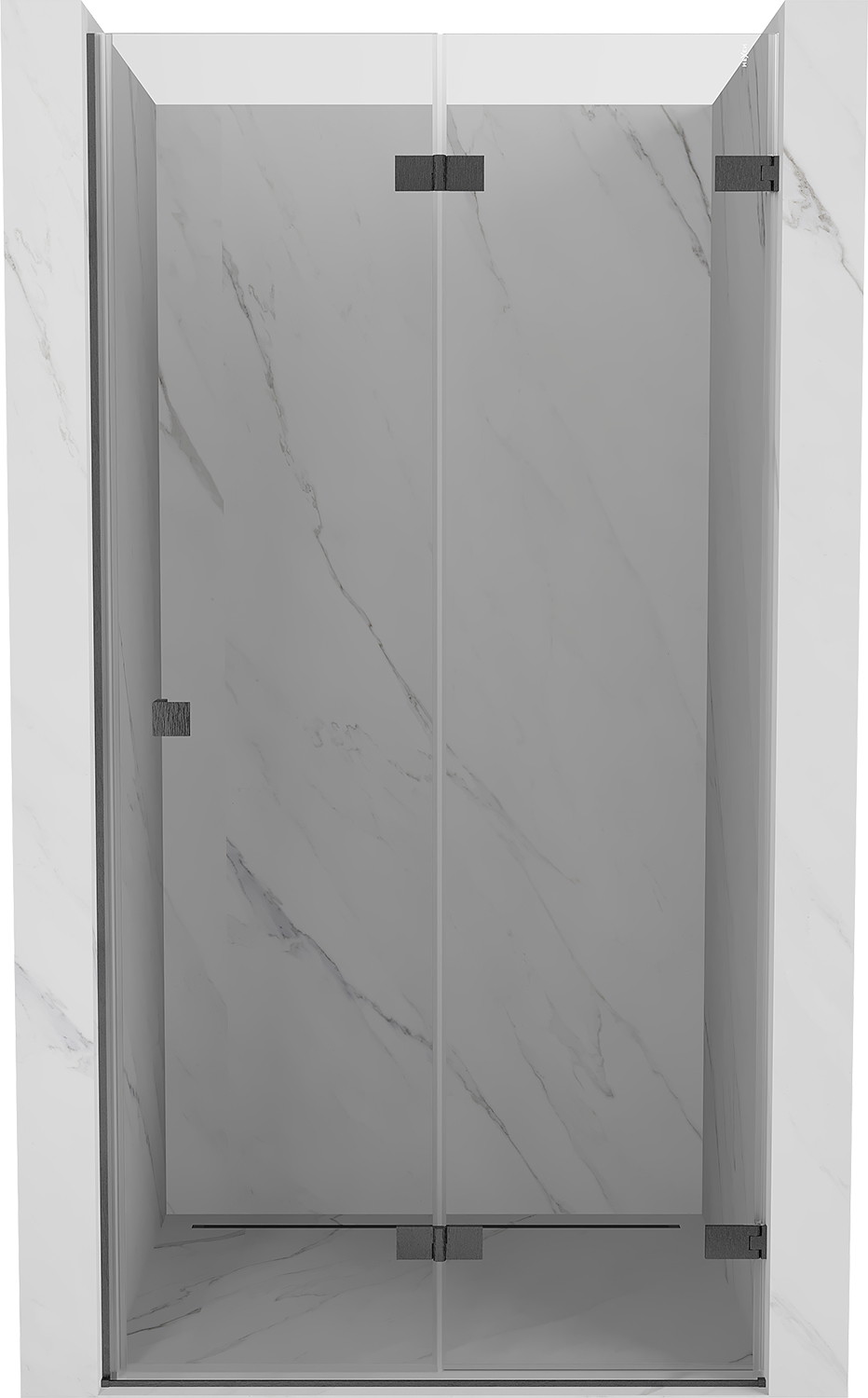 Mexen Lunar-F drzwi prysznicowe składane prawe 95 cm, transparent, gun gray szczotkowany - 836-095-000-66-00-P